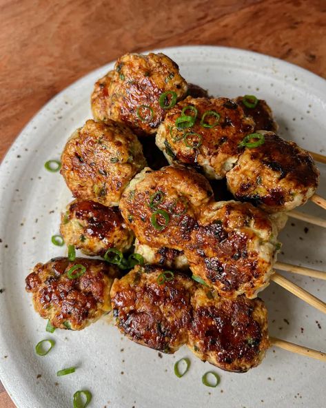 Tsukune (Grilled Japanese Chicken Meatballs) Recipe | The Kitchn Best Chicken Meatballs, Tsukune Recipe, Japanese Meatballs, Yakitori Sauce, Japanese Chicken, Chicken Meatball Recipes, Street Vendors, Summer Meals, Dark Meat