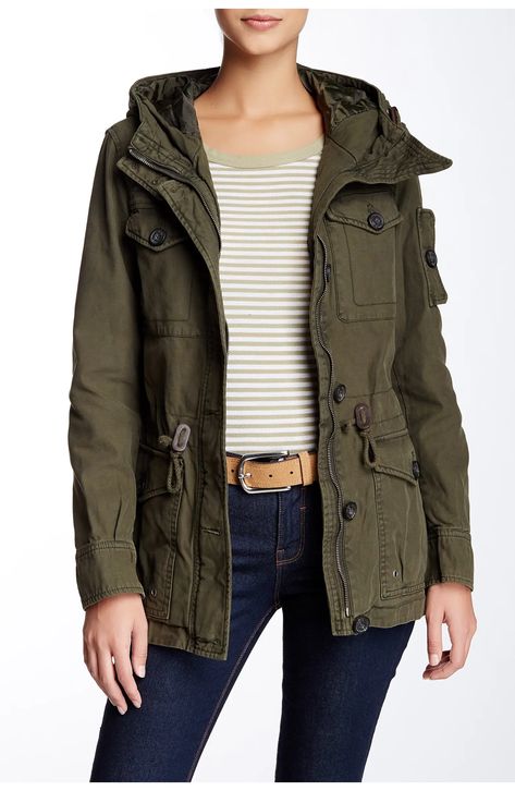 Levi's® Hooded Military Jacket | Nordstromrack Olive Military Jacket, Military Jacket Green, Olive Jacket, Olive Green Jacket, Army Green Jacket, Army Jacket, Field Jacket, Women's Coats & Jackets, Green Jacket