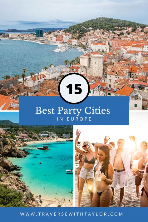 A list of the best Party Cities in Europe! All of the best European party destinations for club-hopping, bar crawls, beer tours, beach club parties, and more! Explore places like Mallorca, Ibiza, Amsterdam, and Monte-Carlo for the best European party cities for bachelor and bachelorette parties or just a good time! European Bachelorette Party, Bachelor Party Destinations, Travel Europe Destinations, Europe Beaches, City Breaks Europe, Travel Tips Europe, Bachelorette Party Destinations, European City Breaks, Travel Through Europe