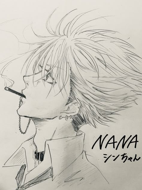 Nana Anime Drawing Sketch, Nana Drawing Sketch, Nana Sketch, Nana Drawing, Baseball Drawings, Shin Nana, Ink Drawing Techniques, Anime Drawing Sketches, Nana Manga