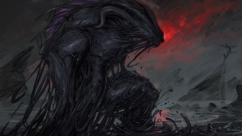 Tar Monster, Void Dragon, Dark Void, Madara Susanoo, Beast Creature, Spirit Animal Art, Horror Artwork, Fiction Idea, Fantasy Life