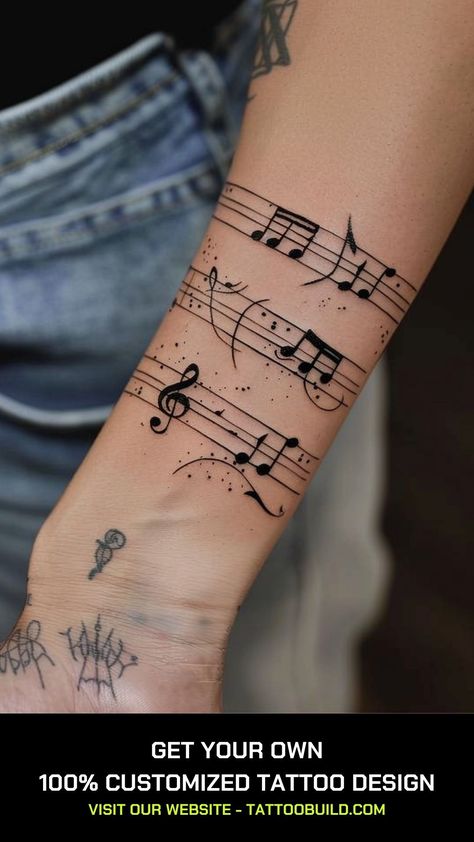 Music Tattoo Ideas: 35 Best Design Ideas - Tattoo Build Music Collar Bone Tattoo, Piano Sheet Music Tattoo, Tattoo Music Ideas For Men, Book And Music Tattoo, Music Tatooes, Rock Music Tattoo Ideas, Music Sleeve Tattoo Women, Music Tattoos For Women Beautiful, Tatoos Music