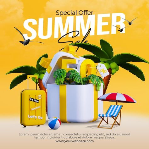 Summer sale promotion social media post ... | Premium Psd #Freepik #psd #background Summer Sale Poster Design, Summer Promotion Design, Summer Campaign Advertising, Summer Social Media Design, Summer Giveaway Ideas, Summer Promotion Ideas, Summer Social Media Post, Summer Sale Design, Sales Promotion Design