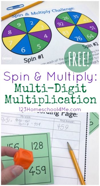 FREE Spin & Multiply Multiplication Games - make practicing multiple-digit multiplication fun with this hands on printable math game for 3rd grade, 4th grade, 5th grade, and 6th grade. Math Games Multiplication, Math Games Middle School, Math Camp, Multiplication Fun, Multi Digit Multiplication, Printable Math Games, Easy Math, Free Worksheets For Kids, Multiplication Activities