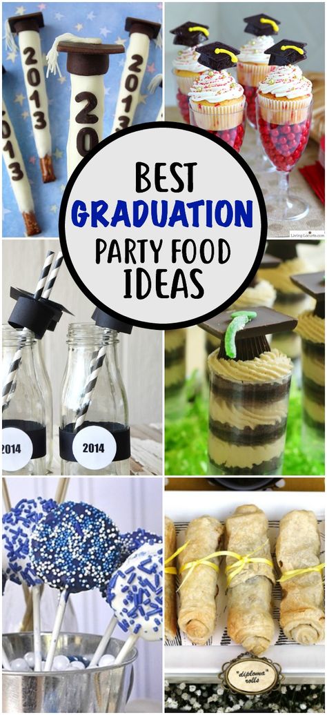 It's graduation season, which means it's time for graduation party food! These unique Graduation Party Food Ideas will help you find a way to make some fun finger foods for your graduate! via @easygoodideas House Party Food, Graduation Party Appetizers, Fun Finger Foods, Graduation Party Snacks, Graduation Snacks, Halloween Themed Appetizers, Graduation Party Food Ideas, Graduation Party Food, Unicorn Party Food