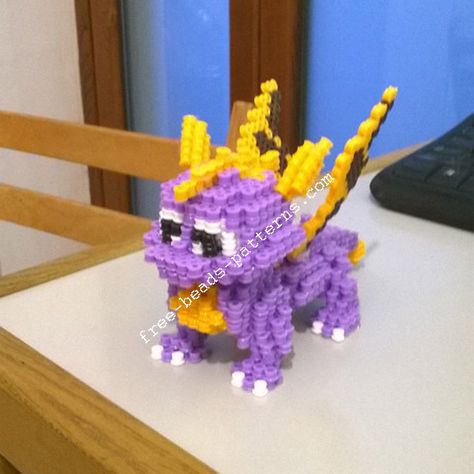 3D perler beads hama beads Spyro The Dragon PlayStation 1 (5) 3d Perler Bead, Beads Patterns, Spyro The Dragon, Playstation 1, Beading Patterns Free, Hama Beads Patterns, Beaded Animals, Fuse Beads, Perler Bead Patterns