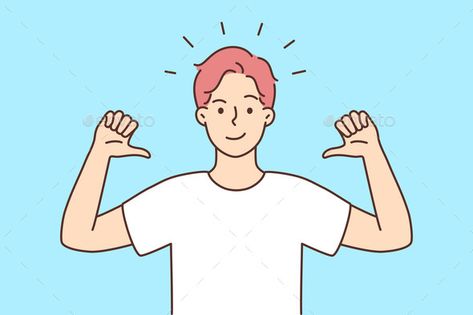 Smiling Confident Man Point at Himself Pointing At Yourself Pose, Self Confidence Illustration, Confident Drawing, Confidence Drawing, Happy Animation, Man Pointing, Confidence Man, Confident Man, Collection Illustration