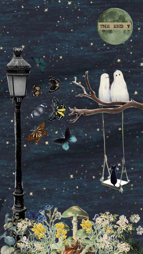 Cottagecore Lamp, Night Cottagecore, Lamp Cottagecore, Cottagecore Moon Aesthetic, Butterfly Cottagecore Aesthetic, Cat Cottagecore Art, Moon Song, Cottage Core, Night Aesthetic