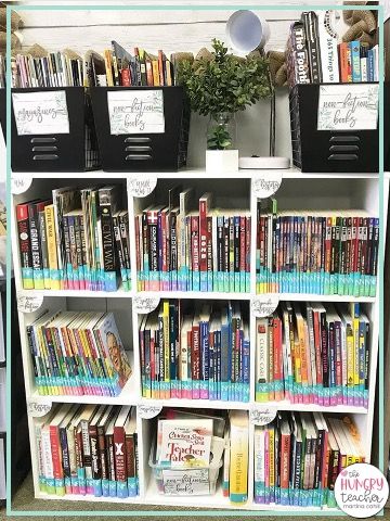 Middle School Classroom Setup, Reading Intervention Middle School, Middle School Classroom Library, Elementary Classroom Library, Middle School Reading Classroom, Intermediate Classroom, Reading Corner Classroom, Middle School Ela Classroom, Classroom Library Organization