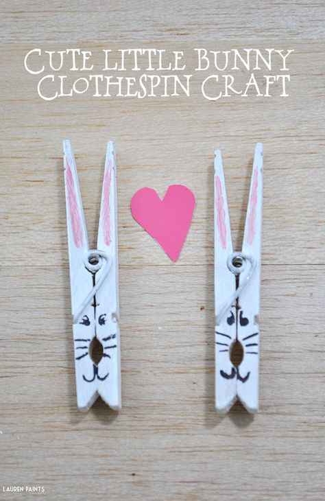 Cute Little Bunny Clothespin Craft - Perfect for Easter & Springtime Clothespins Diy, Clothespin Diy Crafts, Clothespin Art, Clothespin Crafts, Weekend Crafts, Pin Crafts, Clothes Pin Crafts, Easy Craft Projects, Easter Crafts Diy