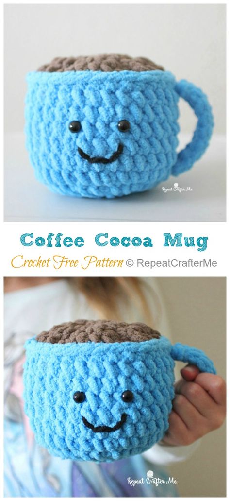 Amigurumi Coffee Cocoa Mug Crochet Free Patterns - Crochet & Knitting Crochet Patterns With Blanket Yarn, Free Chunky Amigurumi Patterns, Cute Crochet Plushies Food, Crochet Plushies Easy Free, Chunky Yarn Stuffed Animal, Crochet With Chenille Yarn, Crochet Poptart Free Pattern, Jumbo Amigurumi Free Pattern, Chunky Crochet Amigurumi