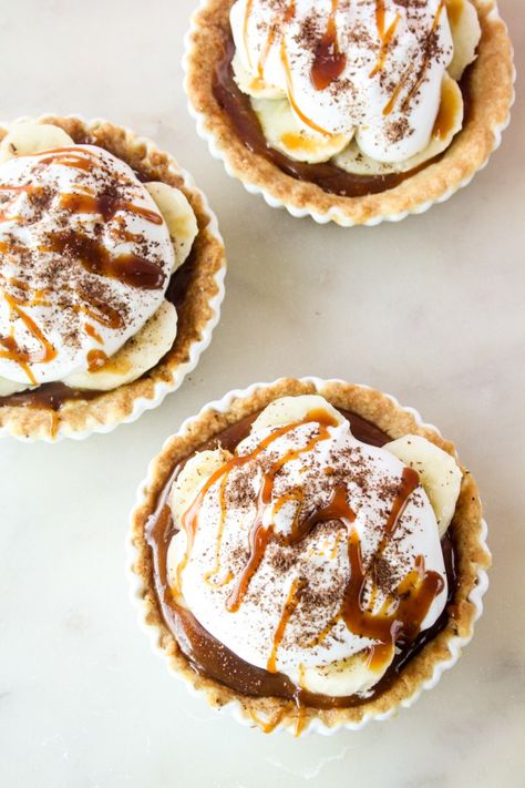 Mini Banoffee Pies Individual Pie, Butter Pie Crust, All Butter Pie Crust, Butter Caramel, Banoffee Pie, Homemade Pie Crusts, Baking Essentials, Butter Pie, Homemade Caramel