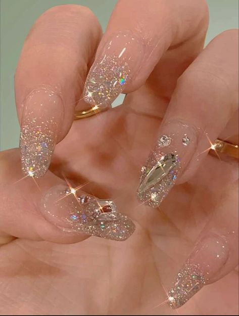 Blue Prom Nails, Ballerina Acrylic Nails, Ballet Nails, May Nails, Rose Nail Art, Christmas Nails Acrylic, Glass Nails, Ballerina Nails, Prom Nails