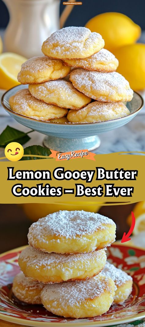 Experience the delightful tang of Lemon Gooey Butter Cookies, known for their irresistible gooey texture and vibrant lemon flavor. These cookies are a crowd-pleaser, perfect for adding a zesty twist to your cookie repertoire. #LemonCookies #ButterCookies #CookieHeaven Gooey Lemon Cake, Lemon Gooey Butter Cookies, Gooey Butter Cookies Recipe, Lemon Recipes Easy, Gooey Butter Cookies, Cookies Best, Lemon Recipe, Gooey Butter, Lemon Cake Mixes