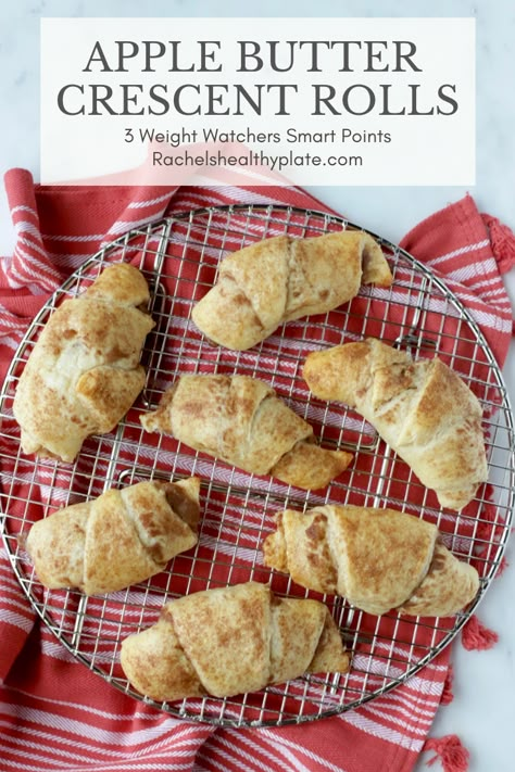 Apple Butter Crescent Rolls - 3 Weight Watchers Smart Points | Rachelshealthyplate.com Apple Butter Desserts, Apple Butter Uses, Quick Apple Dessert, Recipe Using Apples, Crescent Recipes, Apple Butter Recipe, Weight Watchers Smart Points, Healthy Plate, Crescent Roll Recipes