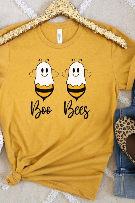 Cute Boo Bees Halloween Tshirt Halloween Pun Shirts, Halloween Funny Shirts, Funny Halloween Shirt Ideas, Boo Bees Shirt, Funny Halloween Shirts For Women, Halloween Tshirt Diy, Halloween Tshirt Ideas, Halloween Shirts Funny, Halloween Shirt Ideas