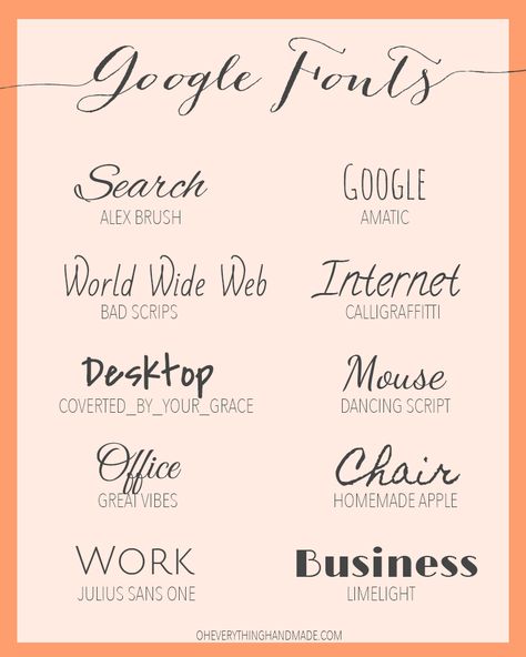 10 Most wanted Google Fonts from Oh Everything Handmade Fonts That Go Well Together Google Docs, Keywords Aesthetic, Cursive Fonts Handwritten, Best Google Fonts, Cursive Handwriting Fonts, Tuxedo Card, Best Cursive Fonts, Dafont Fonts, Cool Handwriting Fonts