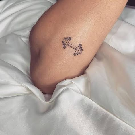 Barbell Tattoo Ideas For Women, Marshmello Tattoo, Dumbbell Tattoo, Tattoo Fixes, Word Tattoo Ideas, Minimal Tattoo Designs, Minimal Tattoo Ideas, Simple Tattoos For Guys, Word Tattoo