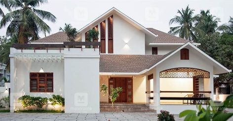 Tropical Contemporary House, Kerala Traditional House, Contemporary Houses, Kerala House, Contemporary House Exterior, Kerala House Design, Kerala Houses, Unique House Design, Tropical House