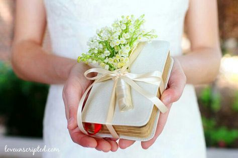 Bride's Prayer Book/Bible With Small Bouquet Of Lily Of The Valley Bible Bouquet, Catholic Wedding Ceremony, Wedding Bible, Wedding Day Photography, Bouquet Images, Calla Lily Bouquet, Bridal Bouquet Fall, Fresh Flower Bouquets, Authentic Wedding