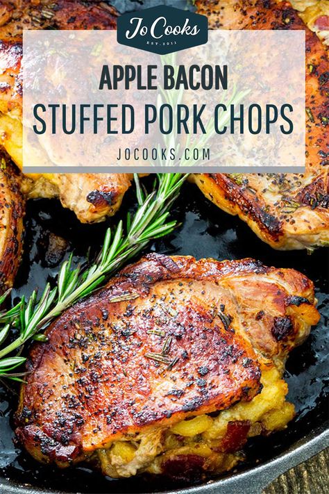 Baked Stuffed Pork Chops, Stuffed Pork Chops, Apple Pork, Apple Pork Chops, Pork Chop Recipes Baked, Jo Cooks, Pork Chop Dinner, Juicy Pork Chops, Stuffed Pork