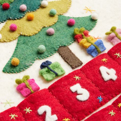 Felted Wool Christmas Tree Advent Calendar Hanging Decor - World Market Christmas Tree Advent Calendar Diy, Wool Christmas Tree, Christmas Advent Calendars, Norman Rockwell Christmas, Tree Advent Calendar, Felt Advent Calendar, Christmas Tree Advent Calendar, Advent Calendars For Kids, Christmas Decorations For Kids