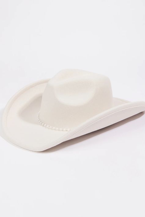 Pearl Trim Cowboy Hat | Altar'd State Women Cowboy Hats, White Cowgirl Hat, Straw Hats For Women, Sweet 15 Party Ideas Quinceanera, Sweet 15 Party Ideas, White Cowboy Hat, Chic Hat, Estilo Country, Wedding Branding