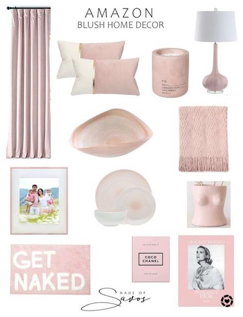 Blush Tones Bedroom, Blush Pink Boho Bedroom, Blush Pink Pillows, Blush Furniture, Blush Pink Curtains, Pink Bedroom Accessories, Pink Coffee Table, Cream And White Bedroom, Curtains Velvet