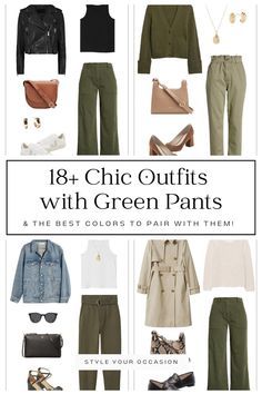 Green Crop Pants Outfit, Olive Green Pants Women, Green Bootcut Pants Outfit, Olive Dress Pants Outfit, Olive Green Pants Outfit Spring, Green Wide Leg Cargo Pants Outfit, Green Pant Outfit Woman, Green Suede Pants Outfit, Army Green Trousers Outfit