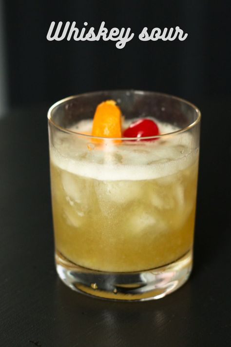 This classic whiskey sour cocktail uses bourbon, lemon juice, simple syrup, and an egg white(optional). Egg White Substitute, Whiskey Sour Cocktail, Sour Cocktail, Whiskey Sour, 100 Years Ago, Egg White, An Egg, Classic Cocktails, Simple Syrup