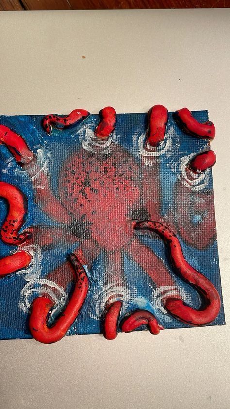 Tray Art Ideas, Personal Art Projects, Unusual Painting Ideas, Useful Art Projects, Cool Art Project Ideas, Diy Art Room Decor, Paintings With Clay, Big Art Project Ideas, Easy Textured Art