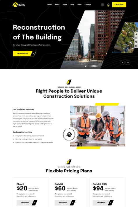 Builty Construction WordPress Theme is a theme designed specifically for construction companies, architectural firms, builders, and other businesses in the construction and real estate industry. Construction Website Design Layout, Website Design Construction, Construction Company Website Design, Plumbing Website Design, Industrial Web Design, Construction Graphic Design, Industrial Website Design, Web Development Infographic, Construction Website Design