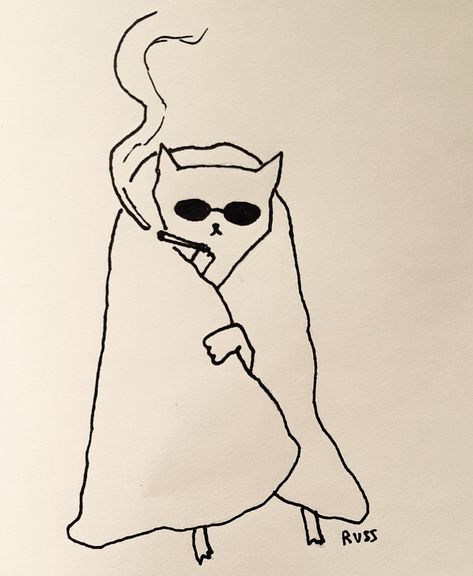 Trippy Cat Drawing, Weird Cats Drawing, Trippy Cat Tattoo, Weird Cat Art, Tattoo Gato, Cool Tattoo Ideas, Trippy Cat, Minimal Tattoo Designs, Wrapped In A Blanket