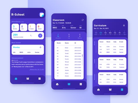 Smart Campus-APP by Royeh © | Dribbble | Dribbble Attendance App, App Dashboard, Spreadsheet Design, Ux Design Process, Education Apps, Mobile Table, Android App Design, Mobile App Design Inspiration, Ui Components