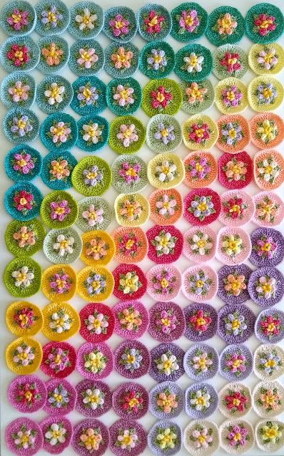 Macaroon Blossom Crochet, Macaroon Blossom Afghan, Afghan Crochet Pattern, Colorful Crochet, Afghan Crochet, Crochet Square Patterns, Crochet Motifs, Granny Square Crochet Pattern, Square Patterns