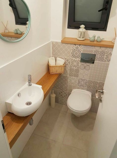 Minimal Wc Design, Mini Ensuite, Interior Bathroom Design, Small Half Bathrooms, Small Toilet Design, Small Downstairs Toilet, Toilet Room Decor, Wc Design, Bilik Air