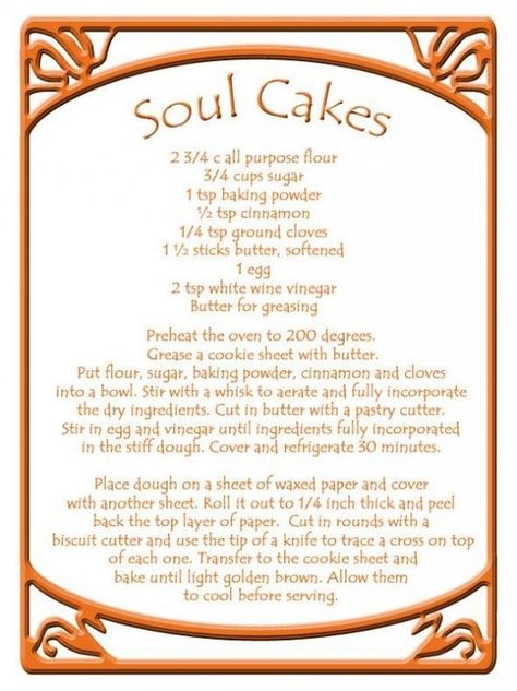 Recipe for Soul Cakes. (For magical use.) Cakes For Halloween, Soul Cakes, Samhain Recipes, Soul Cake, Kitchen Witch Recipes, Pagan Crafts, Samhain Halloween, All Souls Day, Kitchen Witchery