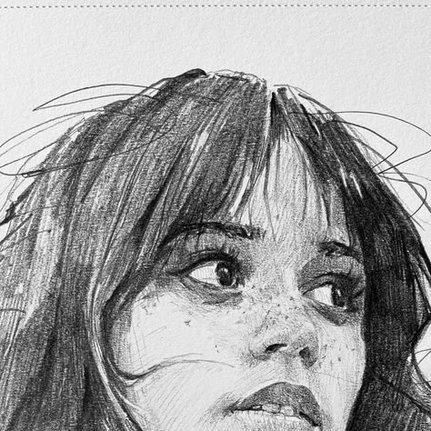 Mikey ᐯ丨ㄥㄥ卂爪丨ㄥ on Instagram: "My Sketch of Jenna Ortega. Post Version. @jennaortega   Tools: A sketchbook and a mechanical Pencil @mikeys_sharpie   Photo reference @deanmartindale   #art #drawing #pencil #portrait #jennaortega" Jenna Ortega Drawing Pencil, Sketch Jenna Ortega, Celebs To Draw, Jenna Ortega Drawing Sketch, Drawing Jenna Ortega, Portrait Sketches Pencil Faces, People To Draw Reference, Cute Drawings People, Jenna Ortega Art