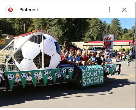 Parade Ideas Creative, Sports Floats For Parade, Volleyball Float Ideas, Soccer Parade Float Ideas, Soccer Float Parade Ideas, Volleyball Floats For Parade, Floats For Parade, Highschool Soccer, Soccer Signs