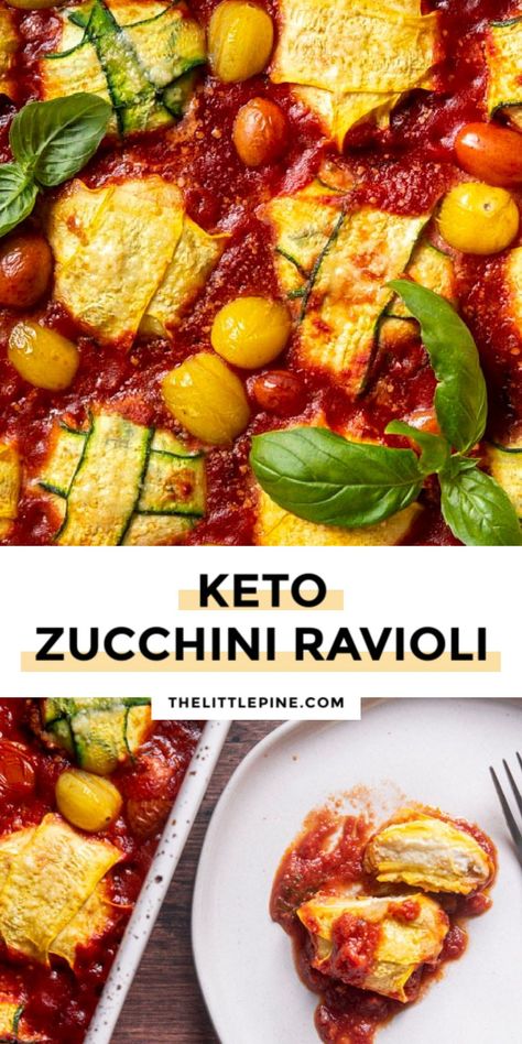 *NEW* Zucchini ravioili is the only pasta sub you'll ever need! Low carb, gluten free, packed with veggies and way easier to make than dough from scratch! #zucchiniravioli #ketozucchiniravioli #lowcarbravioli #keto #lowcarb Healthy Zucchini Lasagna, Zucchini Ravioli, Keto Zucchini, Pasta Alternative, Lasagna Ingredients, More Veggies, Pine Kitchen, Veggie Noodles, Low Carb Pasta