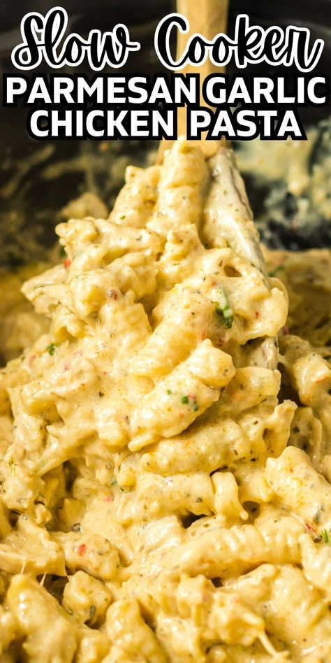 Parmesan Garlic Wing Sauce, Parmesan Garlic Chicken Pasta, Crockpot Garlic Parmesan Chicken Pasta, Crockpot Garlic Parmesan Chicken, Rotini Pasta Recipes, Parmesan Sauce Recipe, Parmesan Garlic Chicken, Garlic Parmesan Chicken Pasta, Parmesan Chicken Pasta