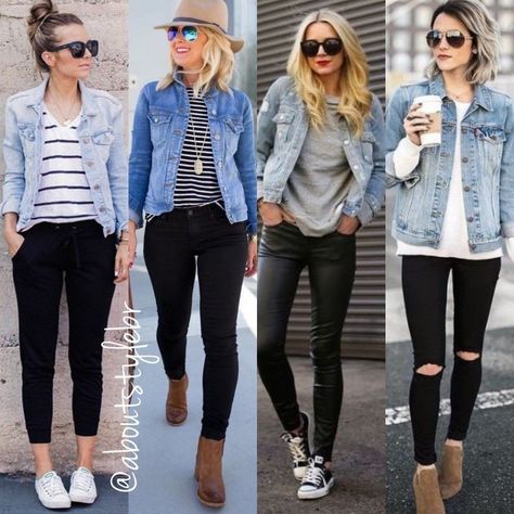 I need black jeans Look Legging, Mode Tips, Jean Jacket Outfits, Elegante Casual, Looks Black, Casual Fall Outfits, Petite Fashion, Spring Summer Outfits, Fall Winter Outfits