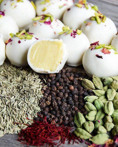 Indian Fusion Desserts, Holi Sweets, Fusion Desserts, Holi Happy, Holi Recipes, White Chocolate Truffles, Festival Of Colors, Roasted Fennel, Bake Recipes