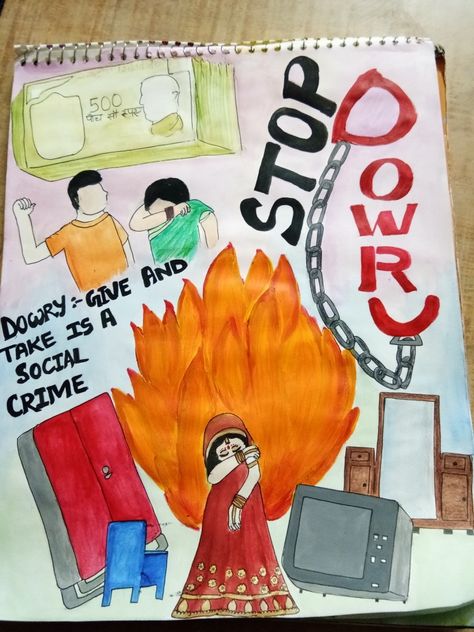 #stop dowry# Stop Dowry Poster, Dowry System Drawing, Poster On Dowry System, Say No To Dowry Poster, Dowry System Poster Drawing, Dowry System Poster, Dowry Poster, Save Girls Child Poster, Social Problems Art