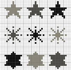 Cross Stitch Stars Pattern, Star Knitting Chart, Star Pixel Art, Pixel Stars, Stars Pixel Art, Cross Stitch Star, Star Cross Stitch Pattern, Pixel Star, Star Cross Stitch