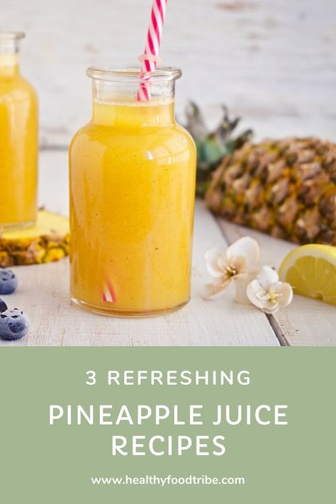 Three delicious pineapple juice recipes for that instant energy boost. Enjoy the health benefits of pineapple by juicing it with other fruits and greens. Health Benefits Of Pineapple, Benefits Of Pineapple, Pineapple Diet, Pineapple Juice Recipes, Fresh Juice Recipes, Pineapple Health Benefits, Pineapple Benefits, Fruit Juice Recipes, Pineapple Drinks