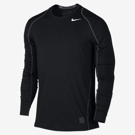 Nike Pro Cool Men's Long Sleeve Training Top White Shirt Men, Fitted Long Sleeve, Top Nike, Shirt Nike, Mens Workout Clothes, Training Tops, Cool Fits, Running Shirts, Couple Outfits