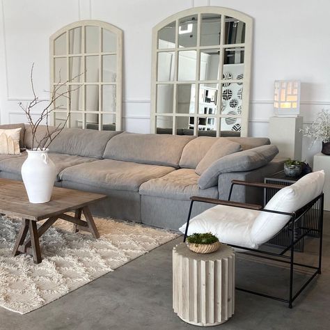 Lina Jabre | لينا جبر on Instagram: “Yes you can put mirrors behind a sofa, especially opposite something you would like to see reflected back! ☑️To maximize a mirror’s impact…” Mirror Behind Sofa Living Rooms, Mirror Behind Couch, Mirror Behind Sofa, Sofa Living Rooms, Wall Behind Couch, Behind Sofa, Behind Couch, Sofa Living, A Mirror