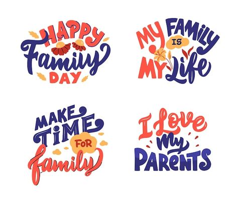 Vector set of retro lettering phrases ab... | Premium Vector #Freepik #vector #family-quotes #lettering #typography-lettering #hand-lettering Family Typography Design, Quotes Lettering, Retro Lettering, Typography Lettering, About Family, Family Parenting, Family Day, Happy Family, Family Quotes