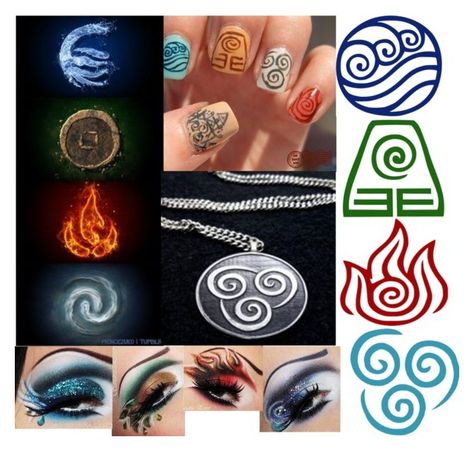 Avatar The Way Of Water Inspired Nails, Avatar The Last Airbender Nail Art, Avatar The Last Airbender Nails Acrylic, Avatar The Last Airbender Element Tattoo, Atla Nails, Avatar The Last Airbender Makeup, Avatar The Last Airbender Nails, Elaine Outfits, Cosplay Makeup Tutorial